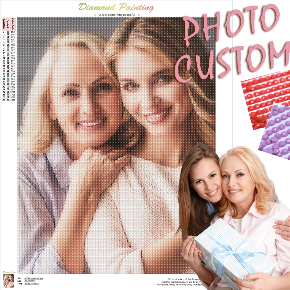 RUOPOTY Photo Custom DIY Customize Your Own Painting Full Round Rhinestone Embroidery Personalized Photo Art Decor Painting