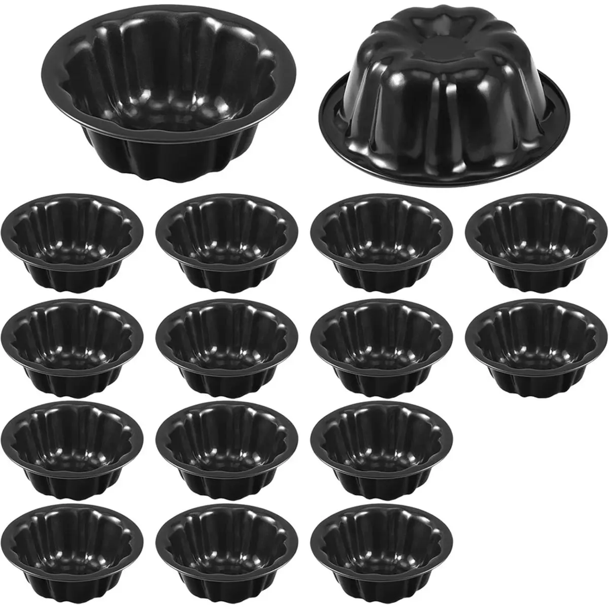 1set/16pcs Carbon Steel Black Pumpkin Cake Mold, Household Baking Tray Baking Utensils, Donut Mold,Mini Cake Pan