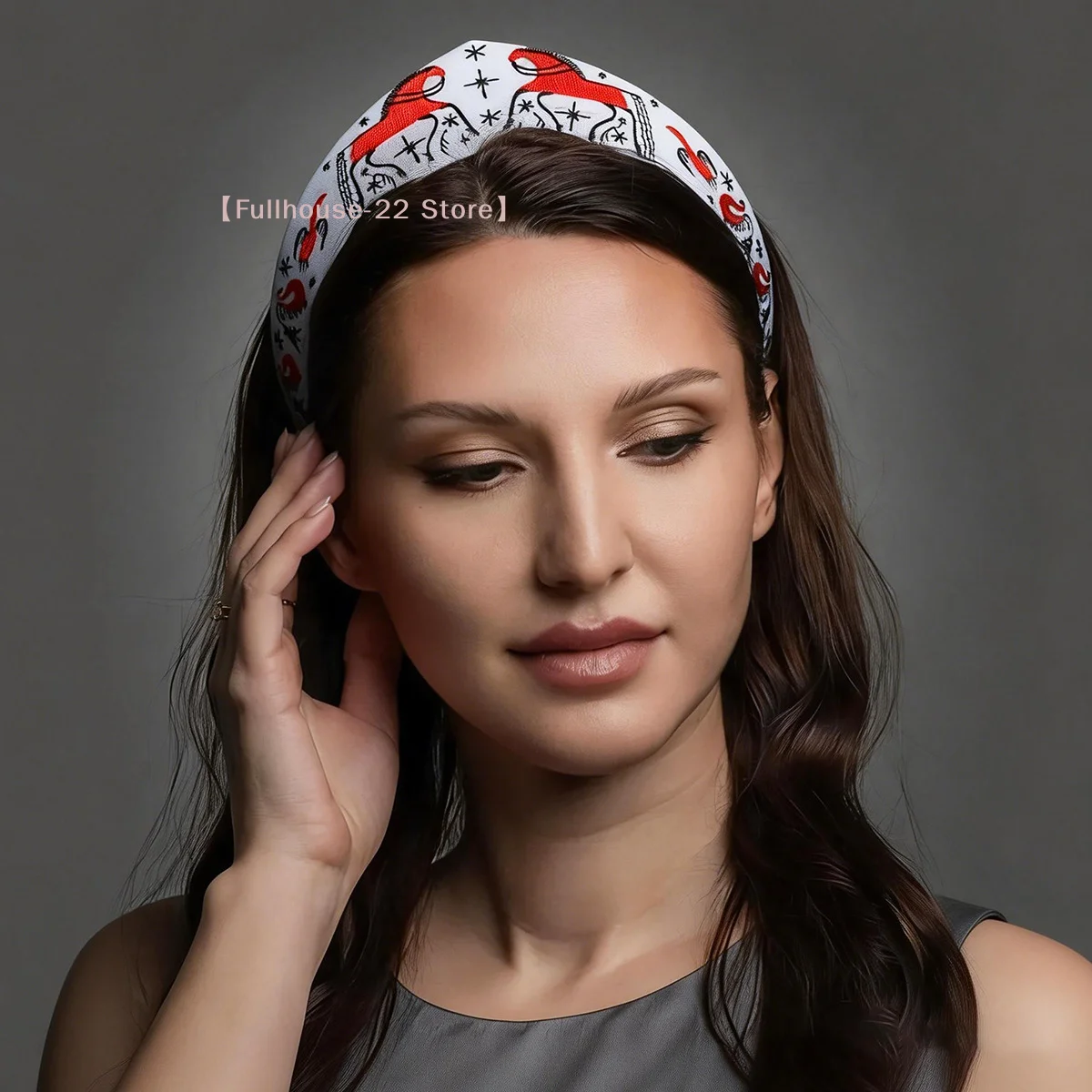 

【MAX-22】Тканевая повязка на голову с вышивкой в виде лошади и птицы для женщин, аксессуары для волос в британском ретро-стиле