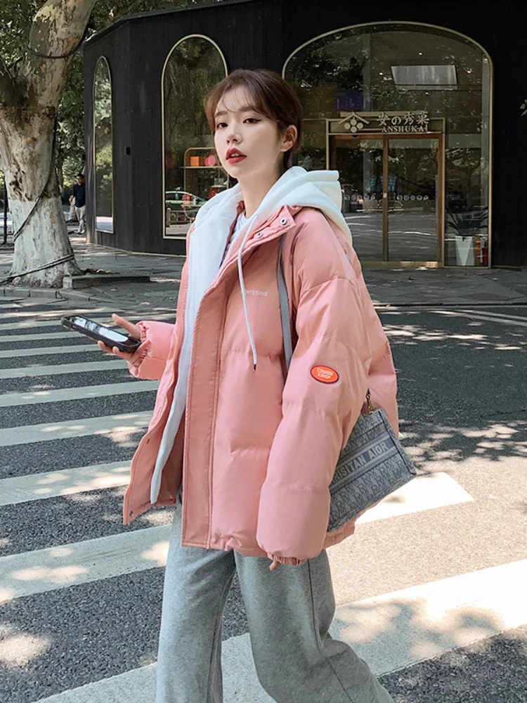 Winter Thicken Puffer Jacket Women Hooded Casual Loose Korean Oversized Cotton Padded Coats Female Long Sleeve Parkas Mujer