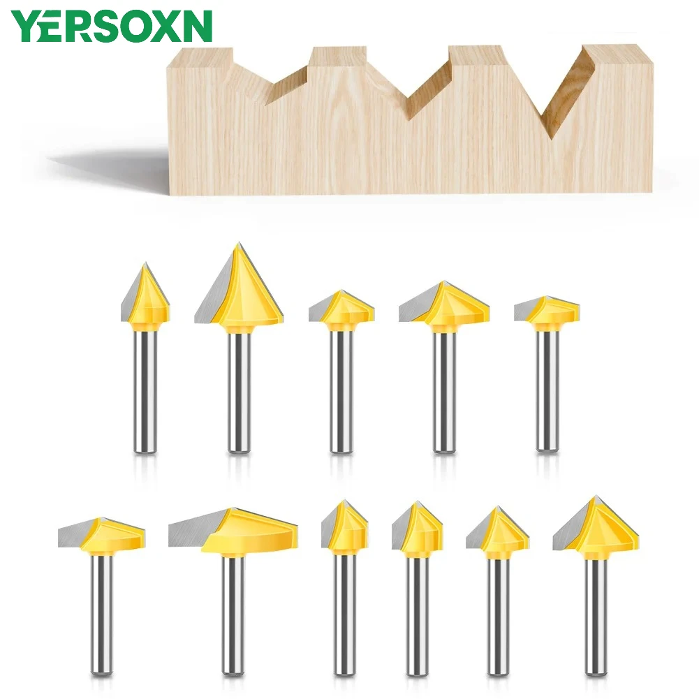 1 Stück 6mm Schaft Holzbearbeitungs-Fräser V-förmiger Fräser 90 Grad V-förmiger 3D-Fräser Multifunktions-Schnitzfräser