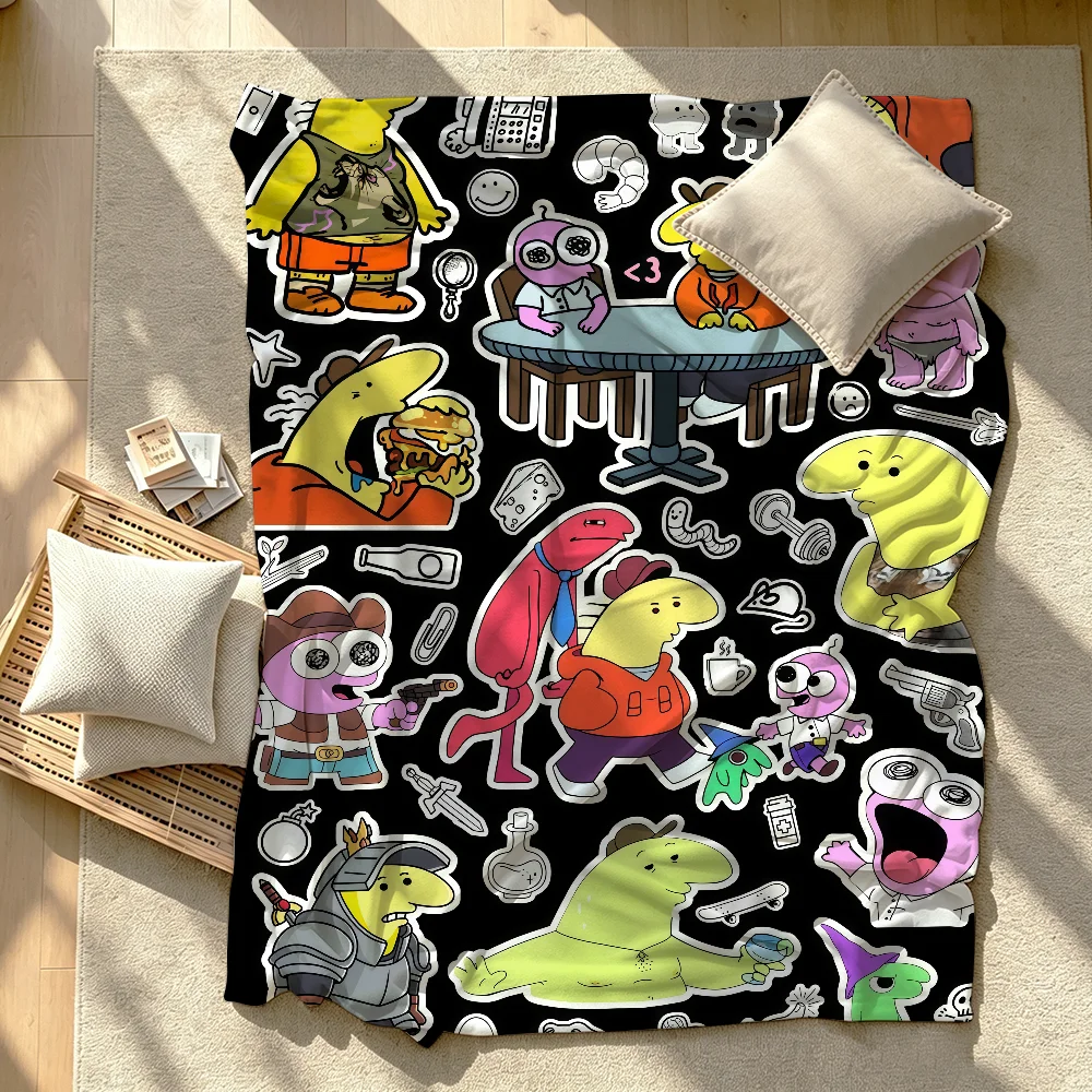 S-Smiling F-Friends Cartoon Blanket Soft Warm And Thick Perfect For Bedroom Living Room Bed Sofa Camping Picnic Office Gift