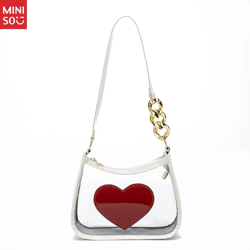 Miniso Sweet Heart Underarm Bag 2025, PVC Jelly Crossbody Purse