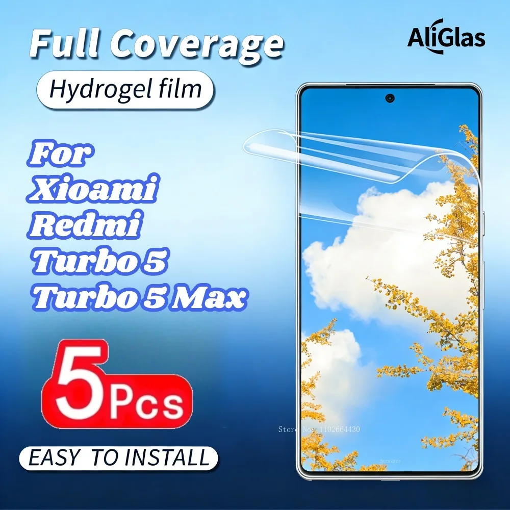 

5 шт. HD-гидрогелевые пленки, предназначенные для Xiaomi Redmi Turbo 5, защитная пленка для экрана с функцией разблокировки по отпечатку пальца для Redmi Turbo 5 Max