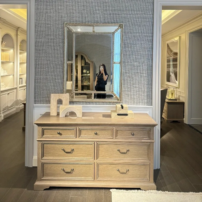 wood chest North American home Oak manor series lockers Bedroom storage lockers Seven chest cabinets Side cabinets