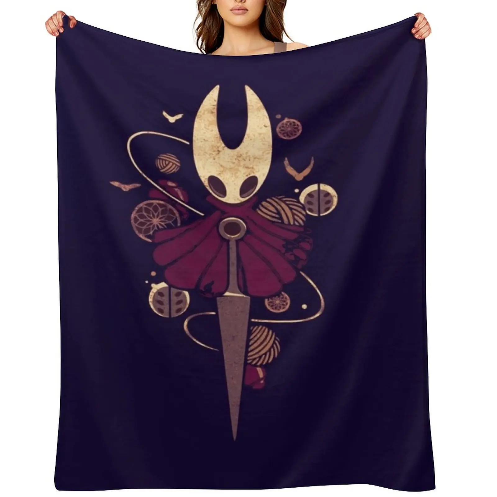 

Silksong Hollow Knight Hornet Bug Videogame Throw Blanket Soft Flannel Fabric Furry heavy to sleep Blankets