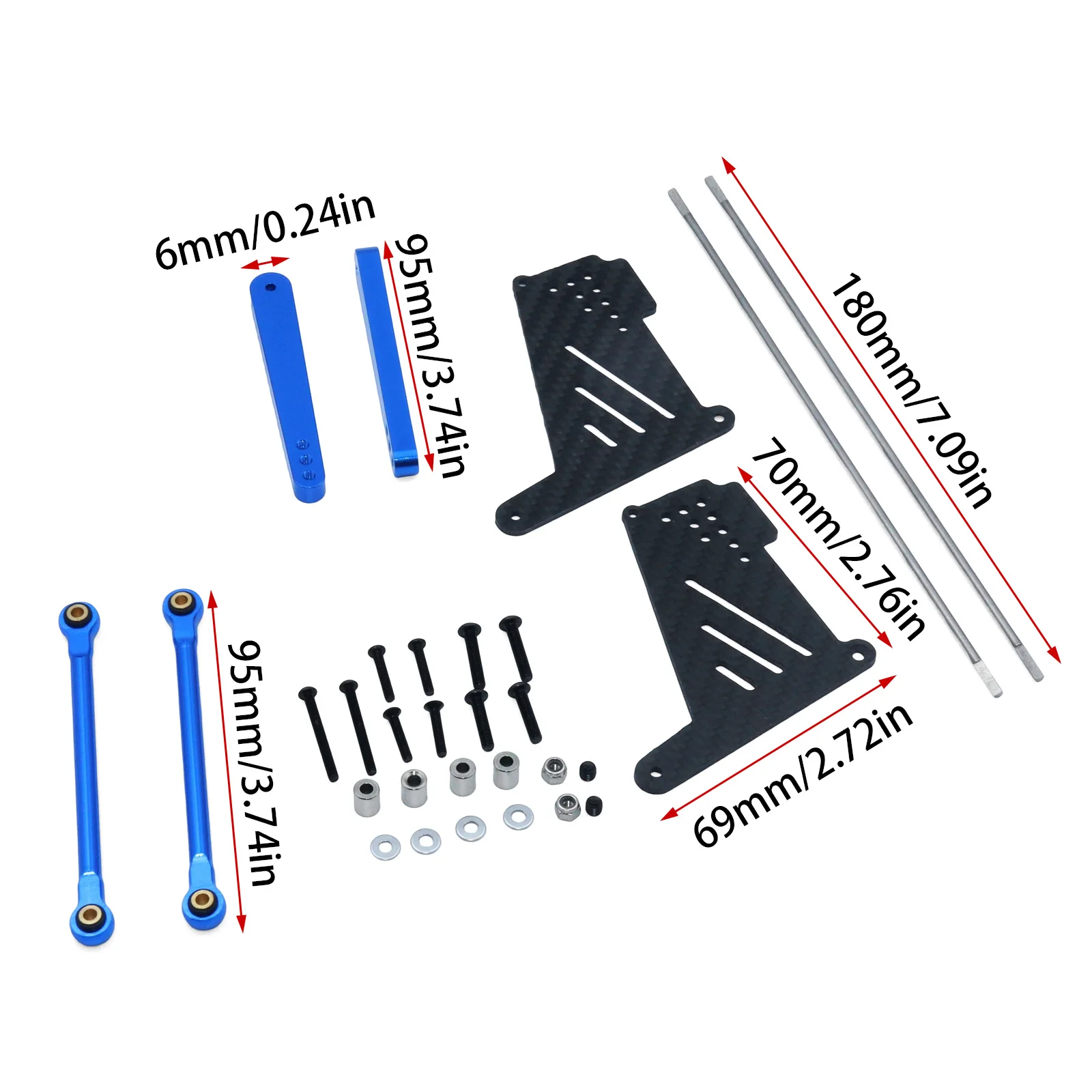 Barra anti-rolamento atualizada de metal, adequada para losi baja rey 2.0 raptor, barra traseira anti-rolamento, instalação de peças de modificação de tirante reforçado