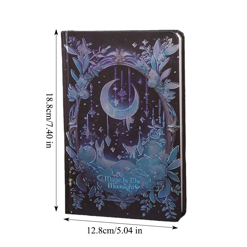 Vintage Magic Book Gothic European Style A5 Notebooks,Hot Stamping Hardcover Cover Full-Color Illustrated Notepad,128 Sheets