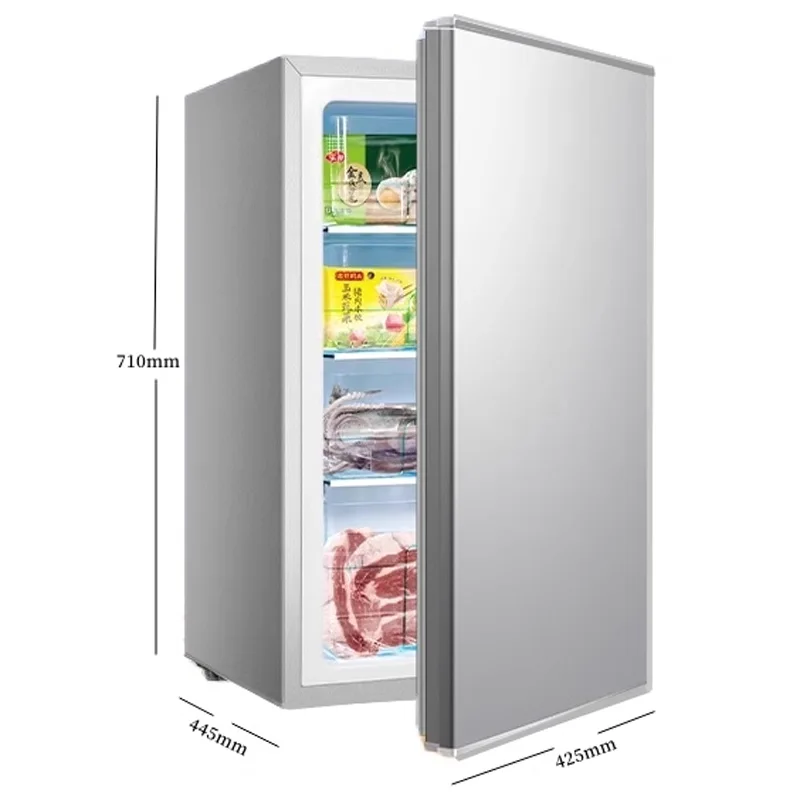 Household refrigerator Single Door Compact Design,Reversible Stainless Steel Door Suitable for Home,Dorm,Apartment