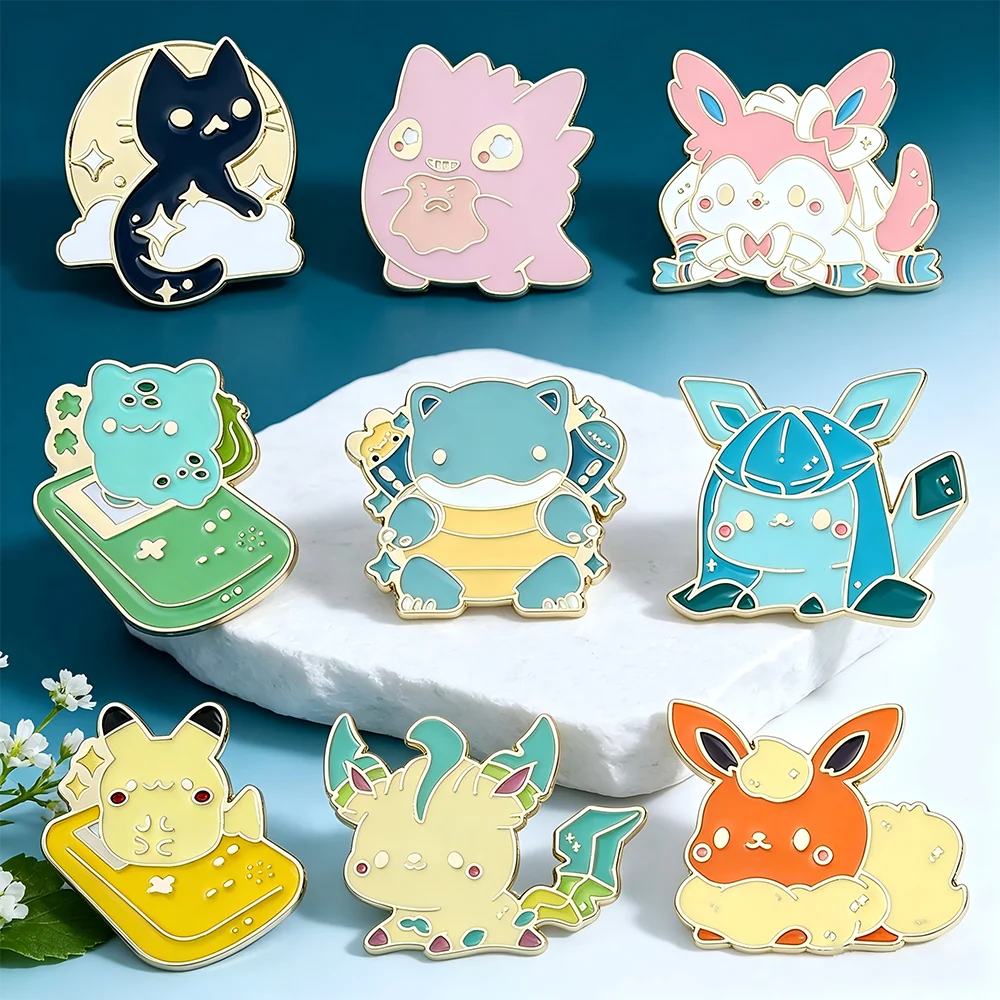 Cartoon Pocket Monster Enamel Pins Set Metal Lapel Brooch Badges, Decorative Pins for Backpack Collectible Gift for Fans