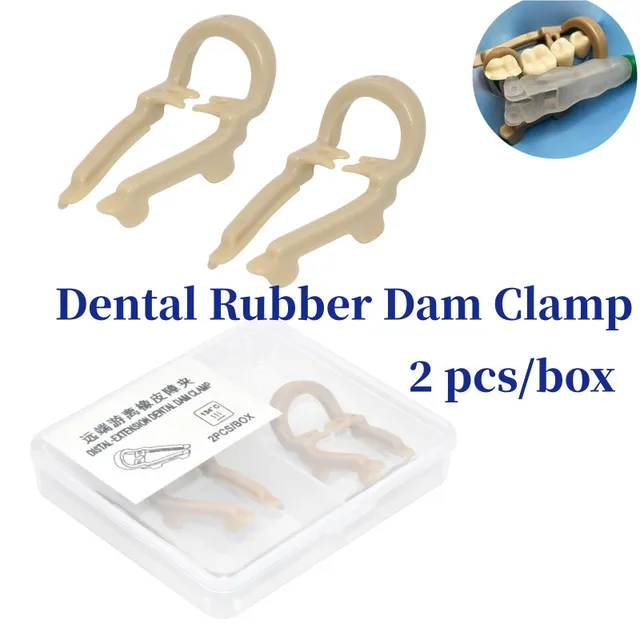 1 pudełko Dental Rubber Dam Clamp Distal-Extension Gumowe arkusze Barrier Clip Zacisk z żywicy Długie/krótkie narzędzia stomatologiczne