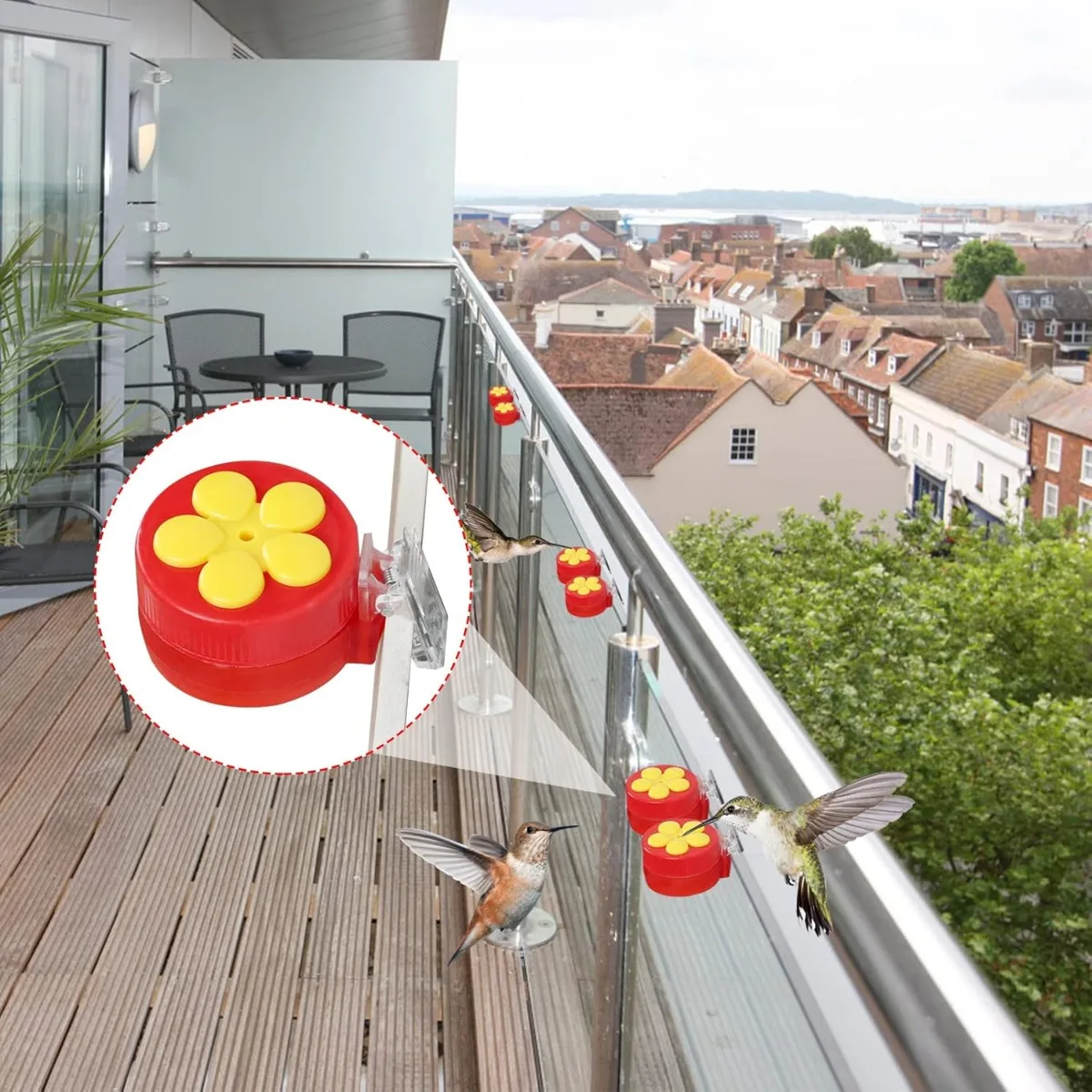 Clip-equipped Hummingbird Feeder 1pc, convenient to hang on railings, planters and garden tree branches for wild birds