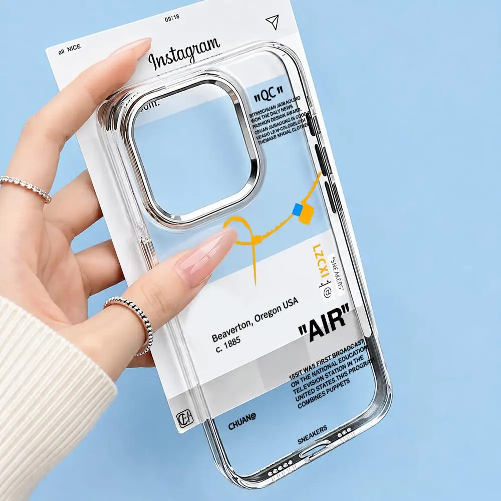 Coque de téléphone à motif de serre-câbles de déconstruction industrielle américaine, base blanche minimaliste, lettres artistiques tendance, protection intégrale souple
