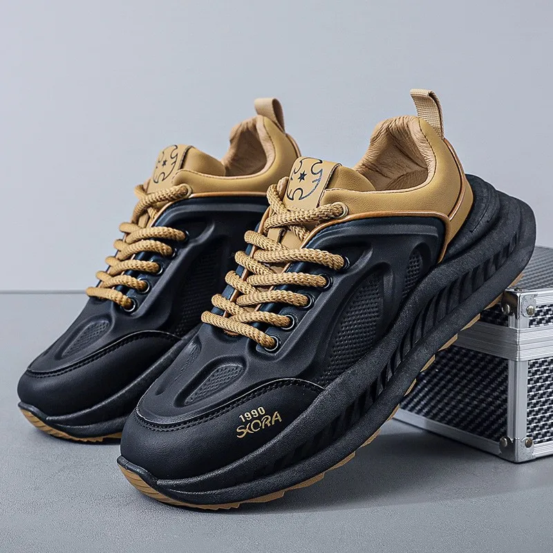 

Мужские черные туфли больших размеров 39–44, осенне-летние удобные кроссовки с мягкой подкладкой, дышащая ткацкая подкладка