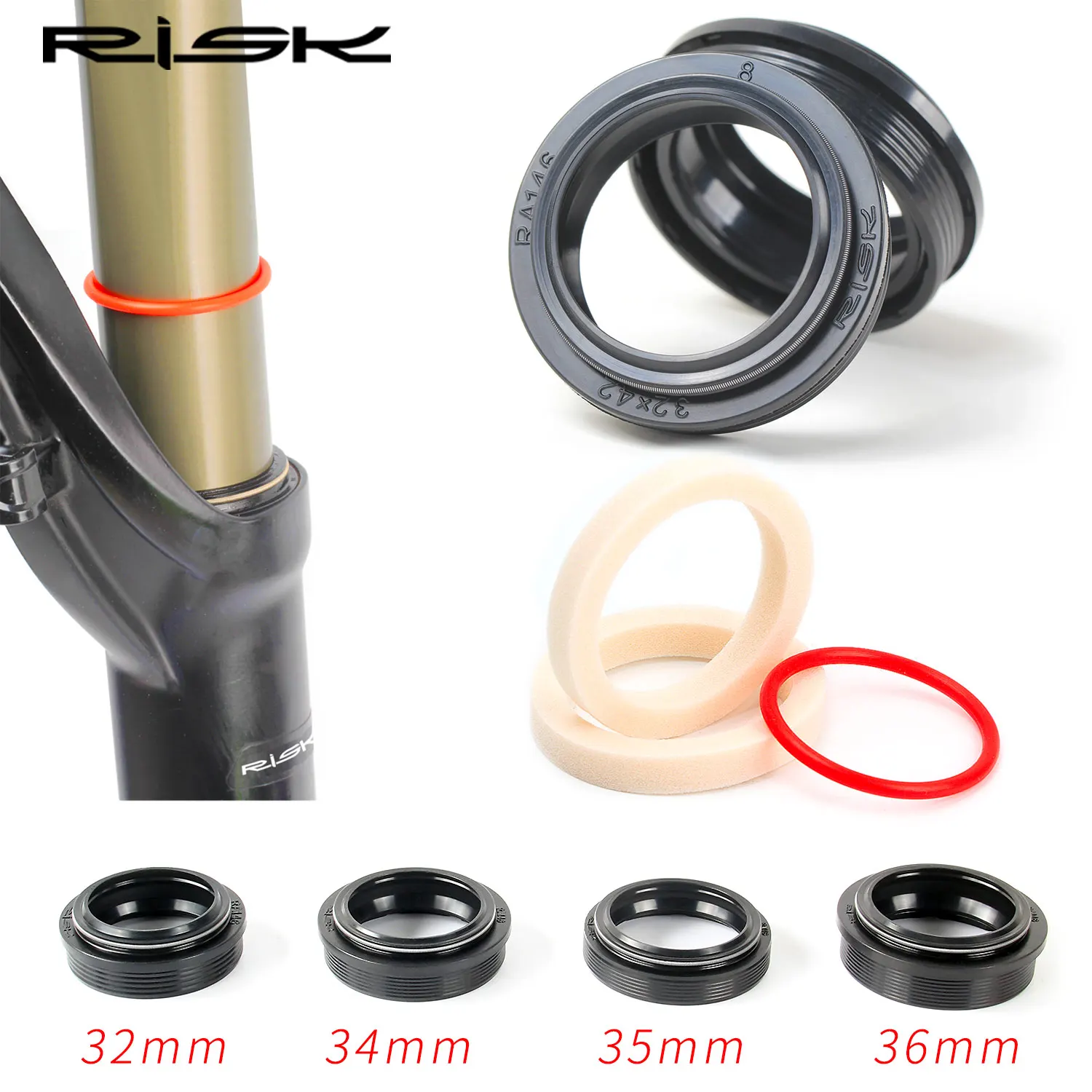 RISK Suspensão Garfo Poeira Seal, Selo De óleo, 32mm, 34mm, 35mm, 36mm, Mountain Bike, Jaqueta De Poeira Tubo Interno, Kits de Reparação Peças