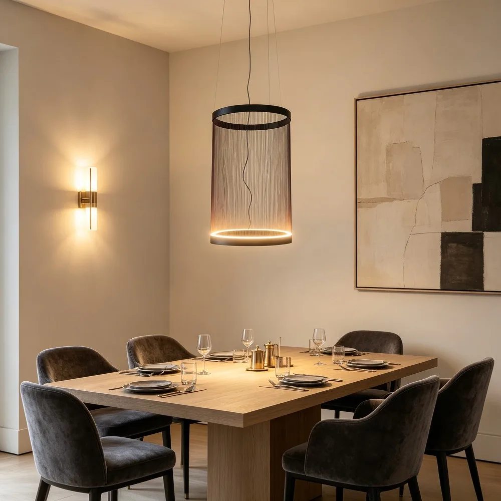 Minimalist Wabi Sabi Line Art Chandelier Living Dining Room Nordic Pendant Lamp Lustre Villa Duplex Loft Home Decor Stair Light