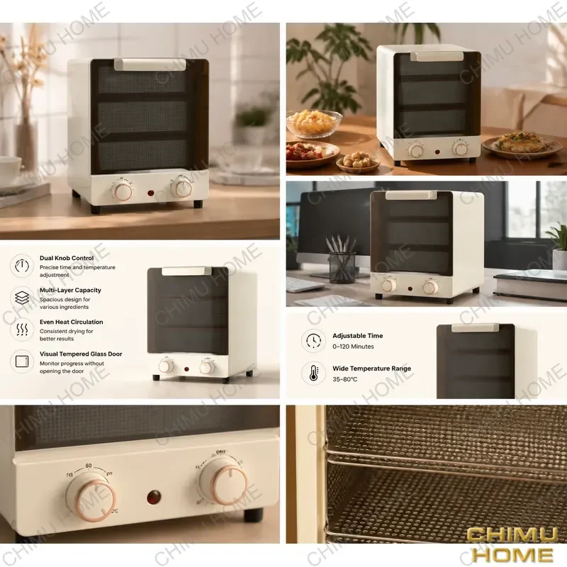 【CHIMU HOME】🌱 Multi-Function Electric Oven 3-Layer Vertical Design Large Capacity Mirror Glass Toaster for Home Baking