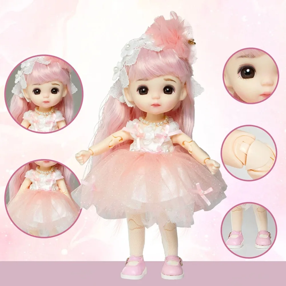 1/8 BJD Dolls Girl's Dress Princess Figure Gift Toy with Clothes Kids Toys for Girl 25 Movable Joint 22.5cm Makeup Doll Sugar