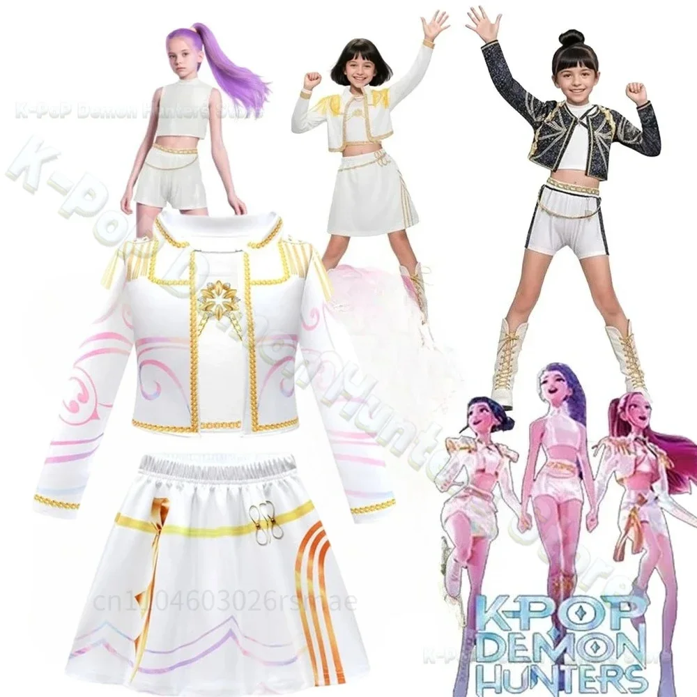 

New 2025 Movie Rumi Cosplay Costumes Halloween Anime Demon Hunters Zoey Mira Uniform 3D Print Stage Singer Dance Clothes Set