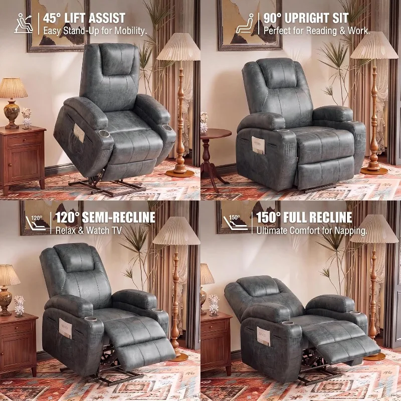 Flamaker Power Lift Recliner Chair Electric Lift Recliner for Elderly | Power Lift Recliner Chair with Cup Holders Side Pockets