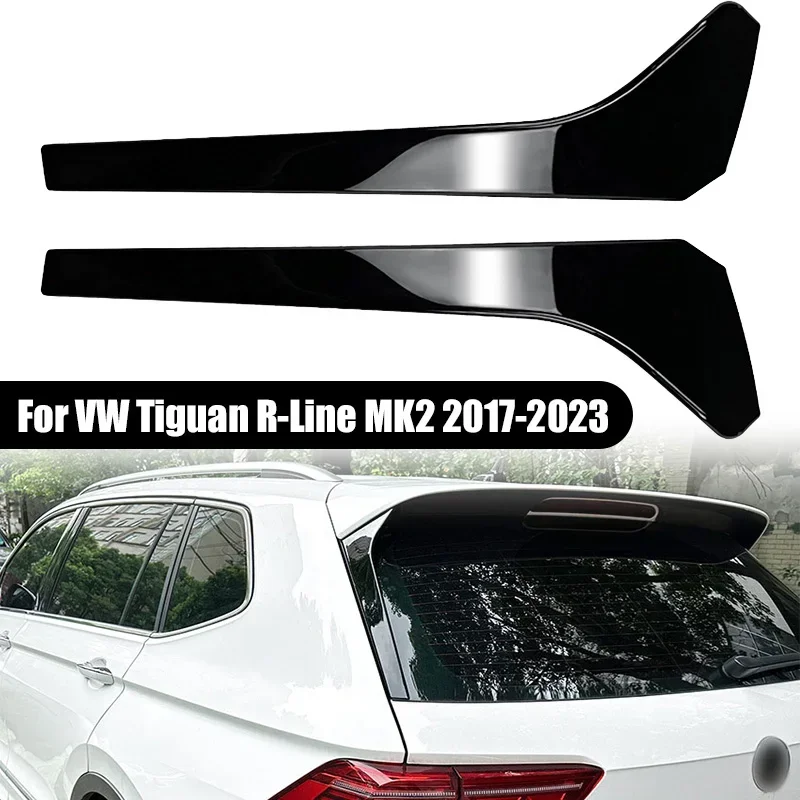 Car Left Right Rear Window Side Spoiler ABS Spoilers Canards Splitter For VW Tiguan R-Line MK2 2017-2021 2022 2023 Glossy Black