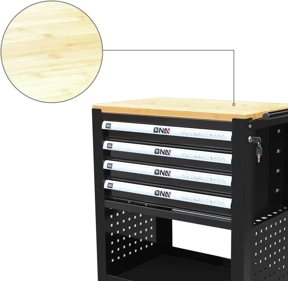 DNA MOTORING 30" W 37" H 18" D Large Capacity 4-Drawer Chest Rolling Tool Cart Locking Swivel Cabinet (TOOLS-00003) with Keys