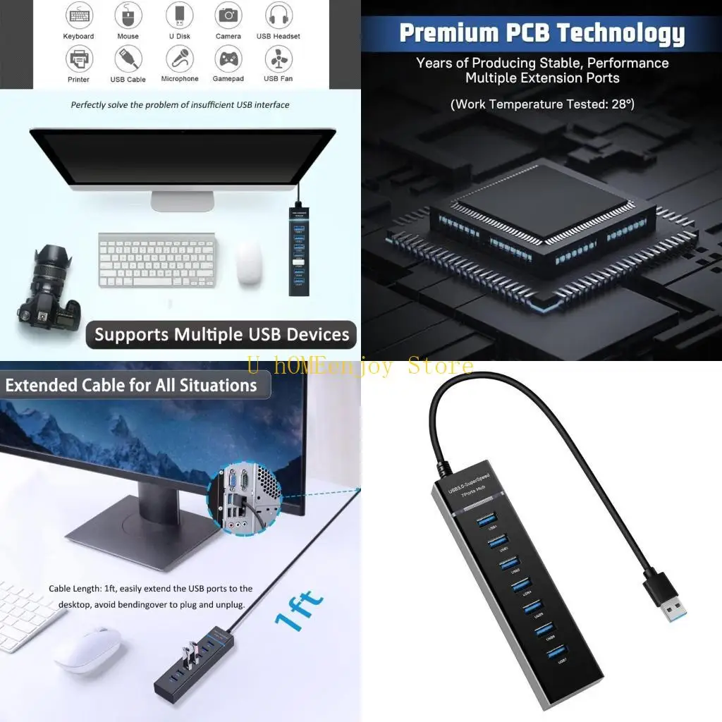 

B0KF Compactly USB3.0 Hub USB Splitter for Office,Home Travel Use Wide Compatibility