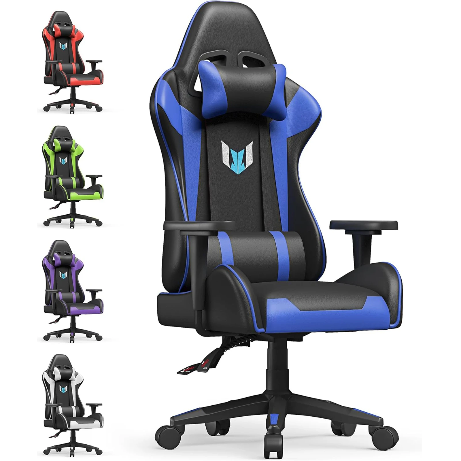 Bigzzia Ergonomic Gaming Chair Gamer Chairs with Lumbar Cushion Headrest Height Adjustable Office Chair Home Computer Chair