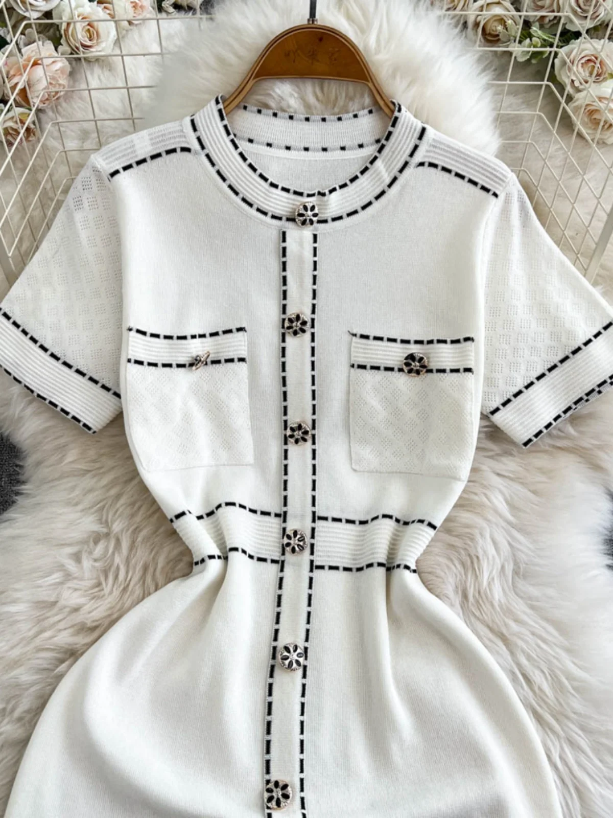 E Vestido Retro Chic para Mujer, con un Solo Botón, Cintura Alta, Falda Corta en Línea A, Estilo Coreano, Moda Primave...