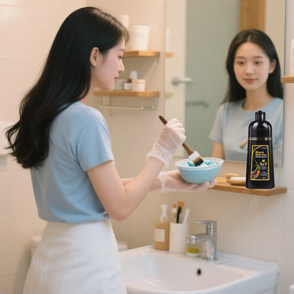 

Шампунь-краска 3 в 1, 500 мл, натуральный черный цвет для мужчин и женщин, травяной шампунь-краска для волос, коричневый, фиолетовый