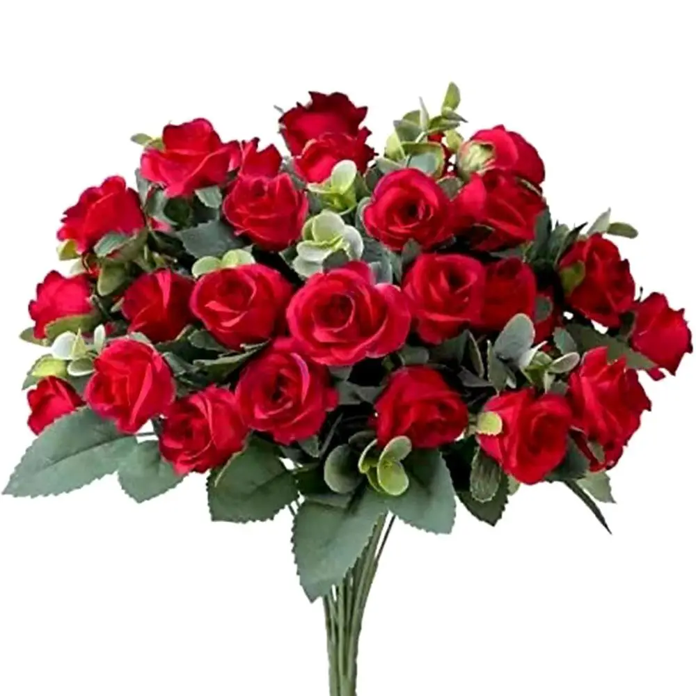 Ornement de mariage, fournitures de fête, arrangement floral artificiel eucalyptus et rose, plantes et feuilles de simulation, fleurs réalistes