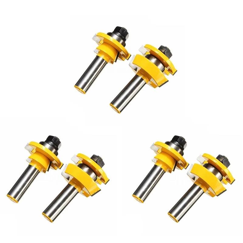 

6PCS Rail Router Bit 1/2 Inch Shank Shaker Woodworking Chisel Cutter-B61B