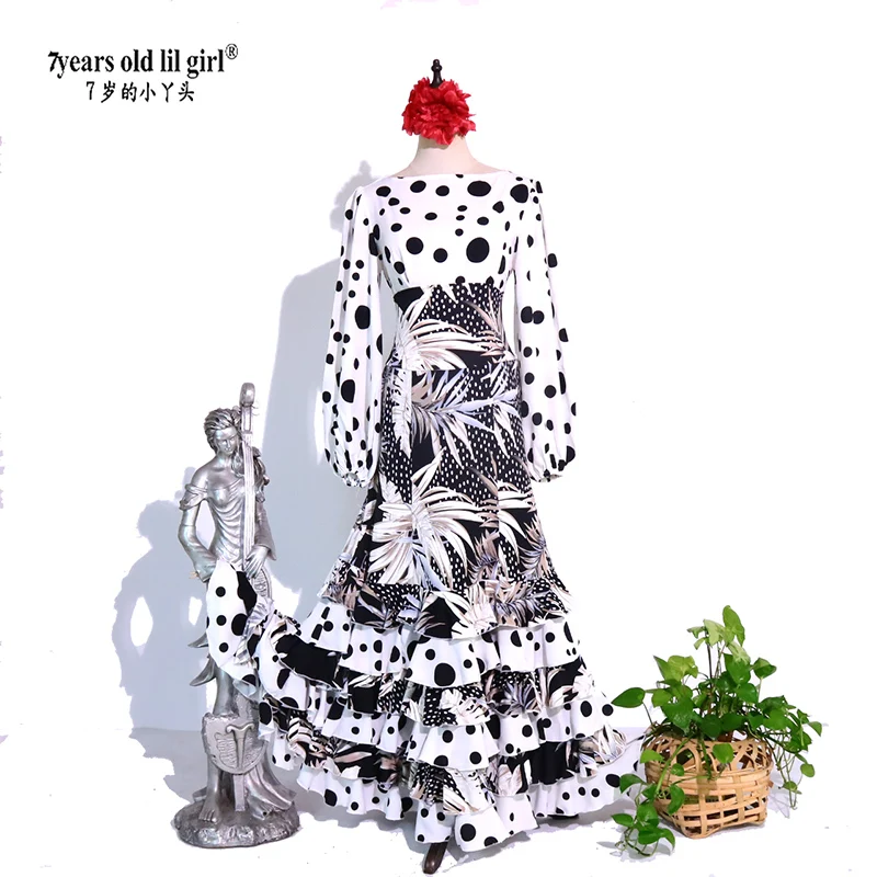 Costume haut-jupe de Flamenco espagnol pour femmes et filles, robe personnalisée, ensemble de vêtements de danse pour spectacle de Festival Gyspy AA06