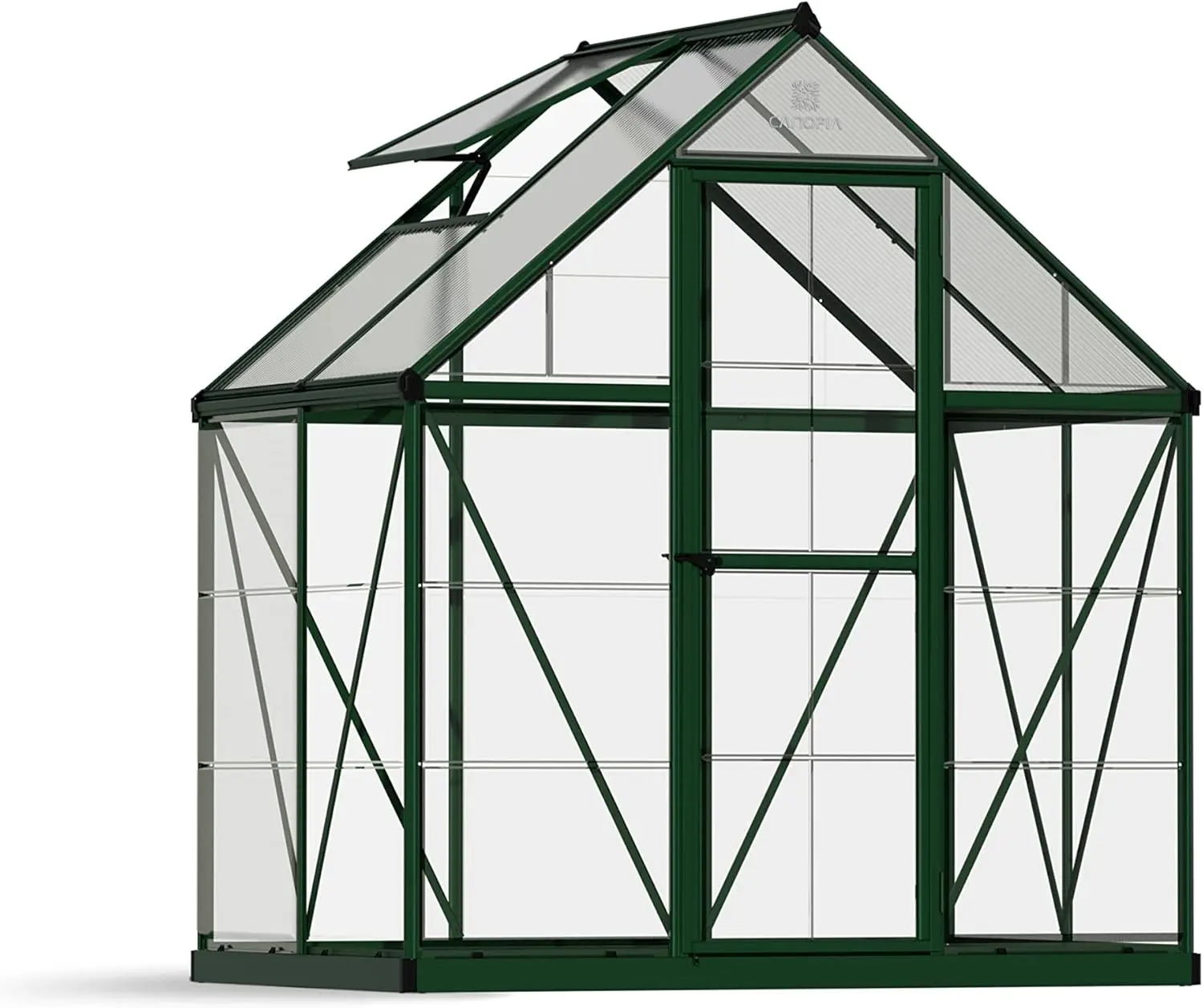 Greenhouse Kit 6' x 4' Hobby Walk-In Heavy Duty Aluminum Frame twin-wall and clear panels Lockable