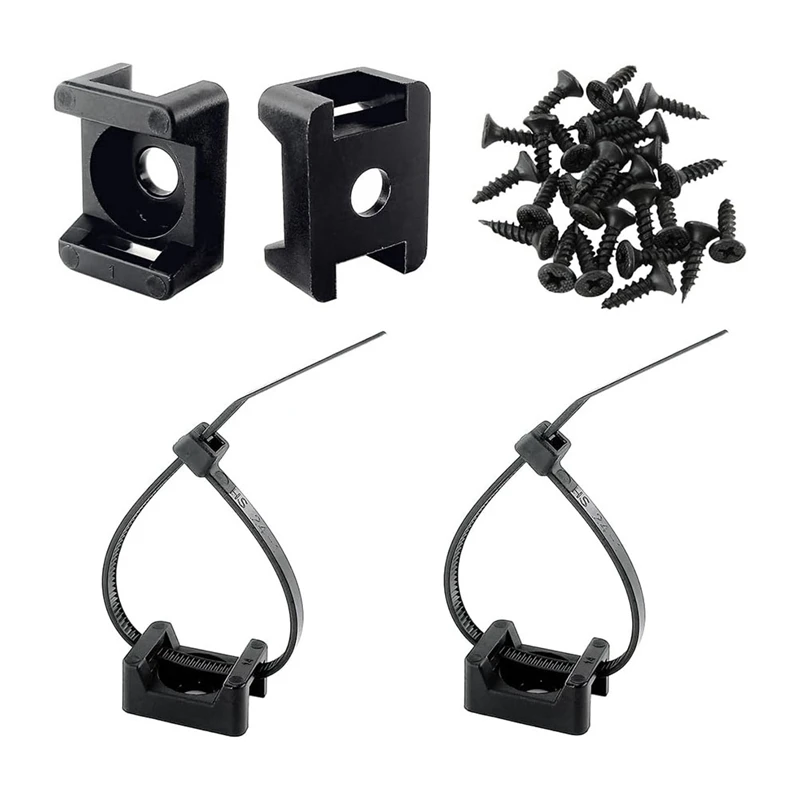 

AT19-Hsaddle Type Cable Zip Tie Mounts Base Kit With Screw Hole,Set Strong 6 Inch Nylon Cable Ties And Screws Each 100 PCS