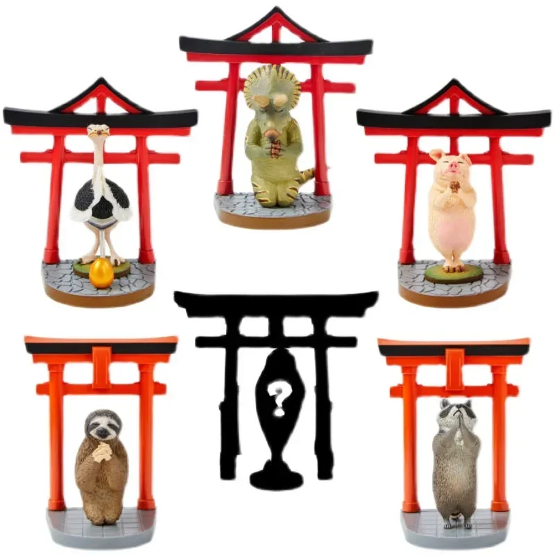 

Gashapon Toy Pray Blessing Animal Life Toshio Akkuma Torii Shrine Model Blind Box Miniature Table Decoration Gifts