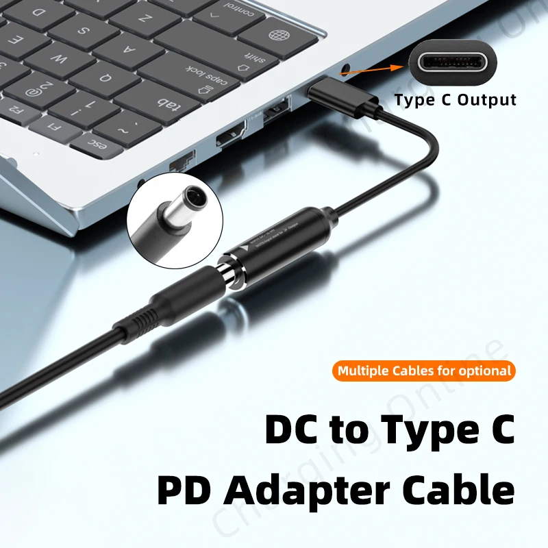 DC Power Jack 5.5X2.5 7.4X5.0 7.9X5.5 4.5X3.0 6.0X3.7mm to USB C PD Fast Laptop Charging Cable Cord 65W Type C Adapter Converter