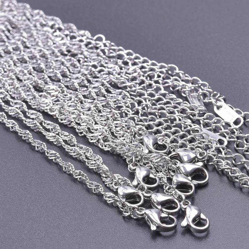 1/5/10pcs/Lot Silver Color Snake/Beads Chain Necklace Stainless Steel Chains For Women Men Accessories DIY Jewelry Making Choker