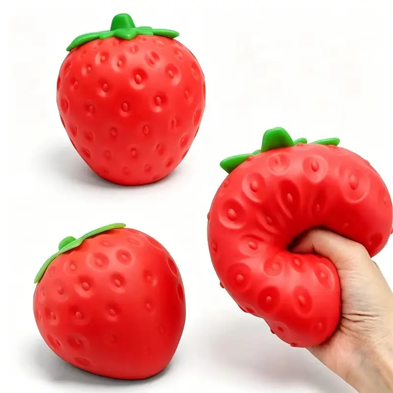 Cute Strawberry Slow Rebound Squeeze Ornament Soft Fruit Shaped Stress Relief Mini Leisure Table Accessory for Home Decor