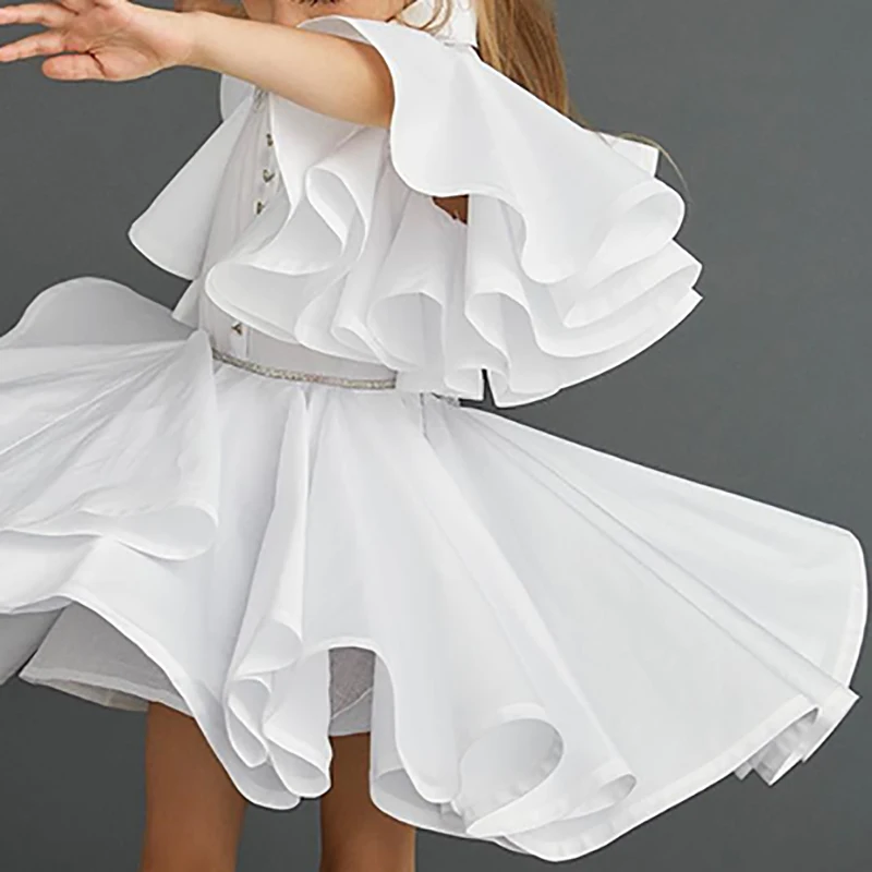 Eid white Elegant Easter One-piece Wedding Bow Brithday Party Children Dress Kids Clothes for Young Girl Outfits Costumes