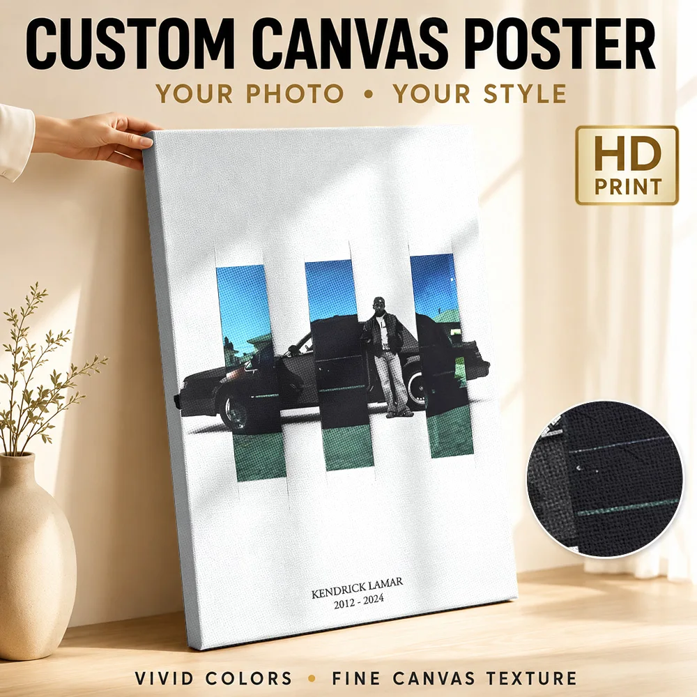 Kendrick Lamar Hip Hop Tribute Canvas Painting Poster Bold Style Canvas Wall Art With Customized Photo For Study Ideal Fan Gift