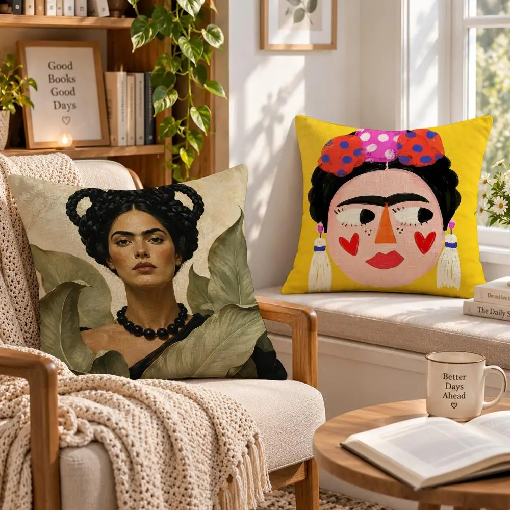 Artist Classic F-Frida Kahlo Cushion Cover Soft Short Cover Washable Sofa Bed Dorm Garden Home Office Chair Decor
