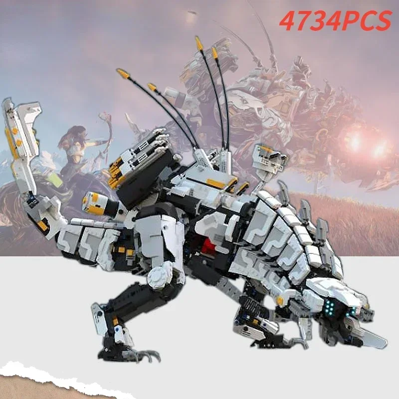 Moc Popular Game Horizon Zero Dawned Thunder Jaw Blocks Mechanical Monster Action Dragon Dinosaur Building Block Child Boy Toy