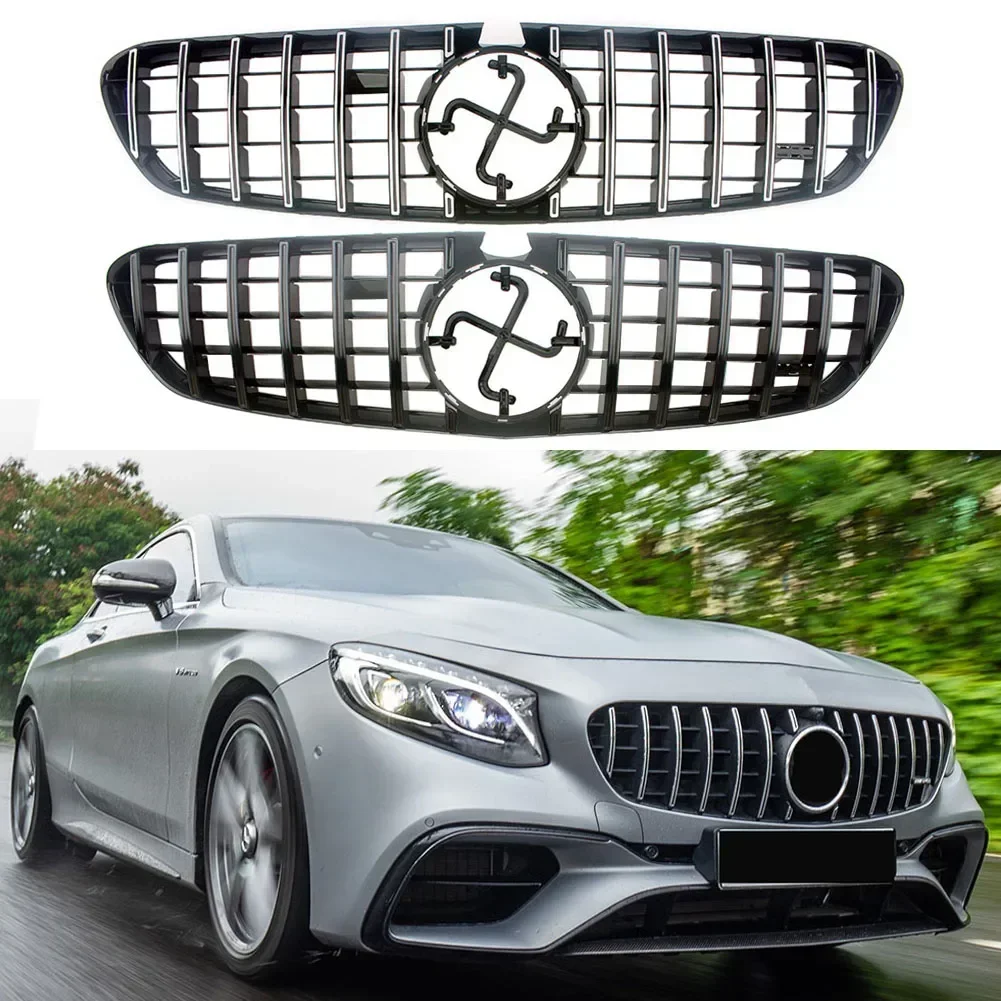 Car Front Racing Bumper Grilles Upper Facelift Grill For Mercedes-Benz W217 S63 AMG Coupe 2018 2019 2020 2021+