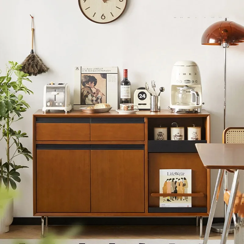 

Nordic medieval solid wood dining side cabinet coffee cabinet French retro tea home kitchen living room storage