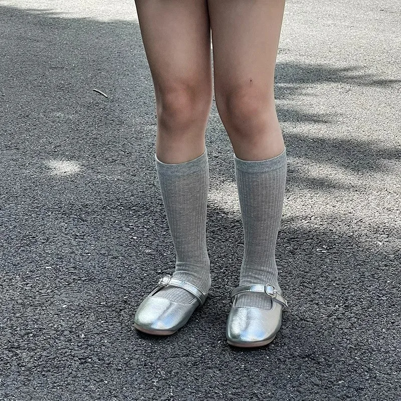 

Silver Shiny Closed-toe Princess Girls Slippers Children Fashion Casual Sandals Summer New Kids Slip-on Soft Soled Dress Shoes