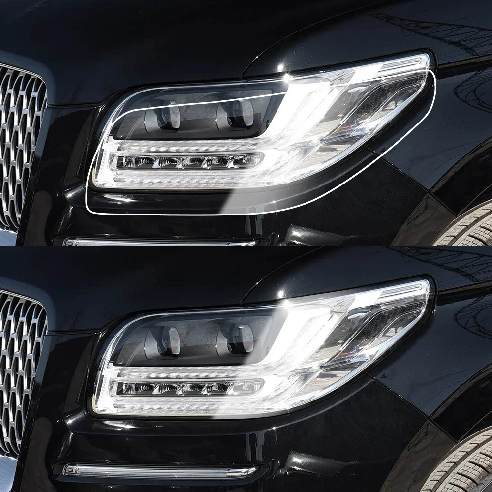 Custom Fit for Lincoln Navigator 2018-2026 High-Gloss Smoke Black Headlight Protective TPU PPF Pre Cut Anti-Scratch Vinyl Film view 3
