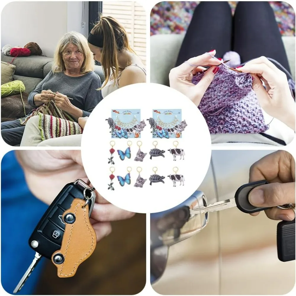 20 قطعة علامات غرزة زهرة الحيوان الاكريليك الكروشيه غرزة ماركر للإزالة Leverback هوك قفل غرزة ماركر للحياكة #6