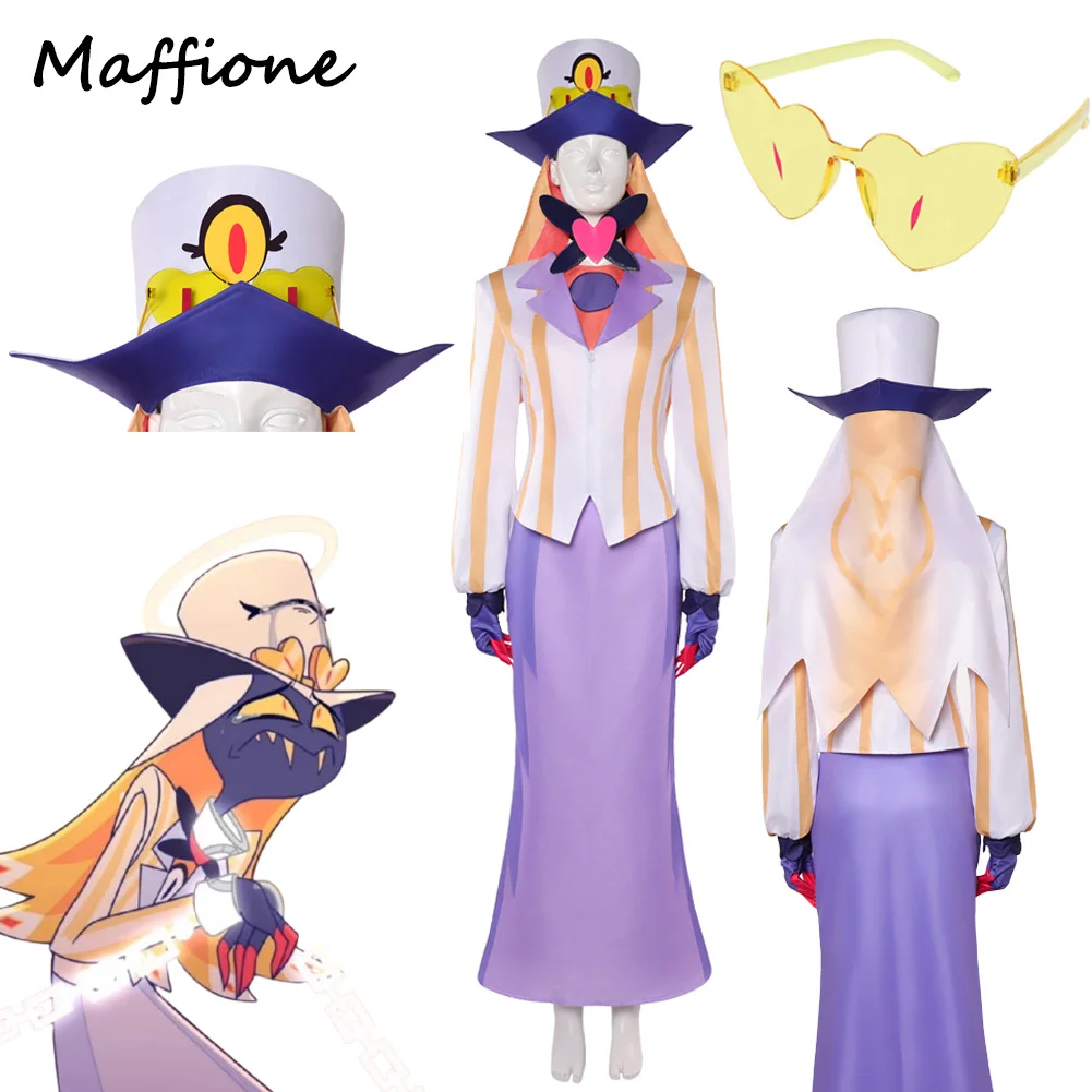 فندق التلفزيون الجحيم نزل السير Pentious تأثيري الملاك موحدة زي نظارات ملابس الرجال الكبار الذكور تمويه فانتازيا موحدة هالوين #1