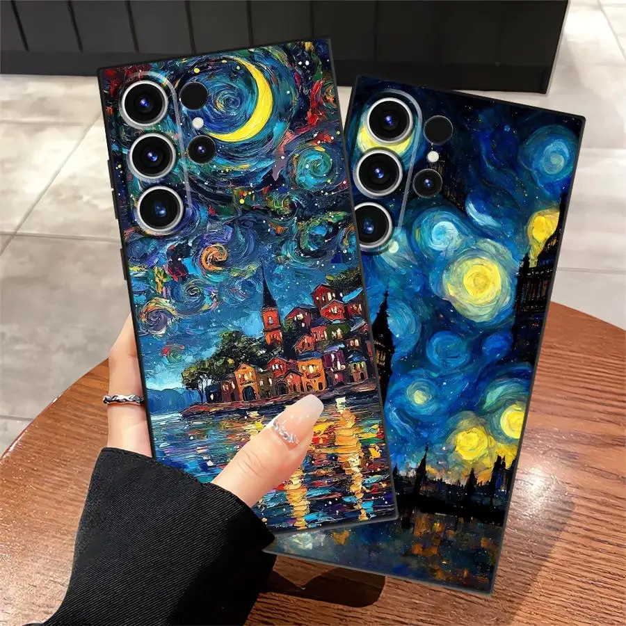 Oil Painting Starry Sky Case for Samsung Galaxy S26 Ultra Note 20 8 9 10 S24 S10 S9 S25 Plus S20 Ultra S21 FE S23 Funda Phone
